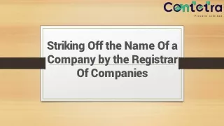 Striking Off the Name Of a Company by the Registrar Of Companies