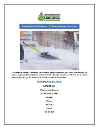 Snow Removal Kitchener | Mountviewservices.com