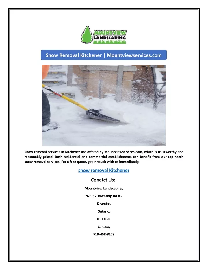 snow removal kitchener mountviewservices com