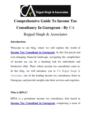 Income Tax Consultant in Gurugram Call-9870270647