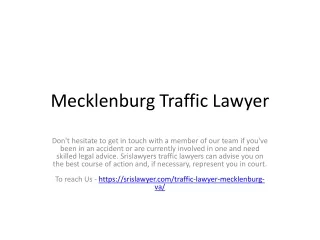 Mecklenburg Traffic Lawyer