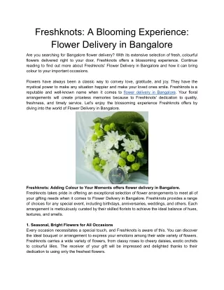 Freshknots_ A Blooming Experience_ Flower Delivery in Bangalore