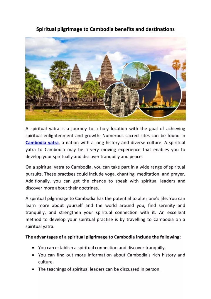 spiritual pilgrimage to cambodia benefits