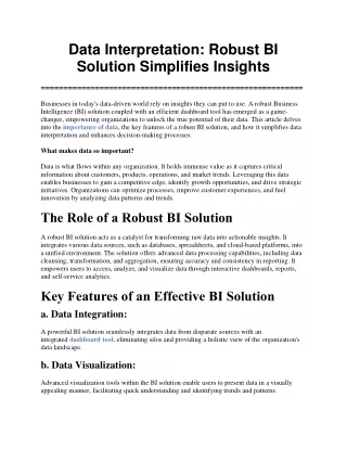 data interpretation robust bi solution simplifies