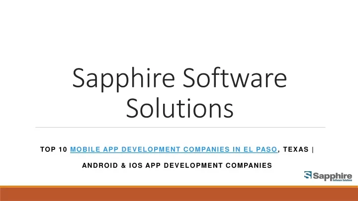 sapphire software solutions