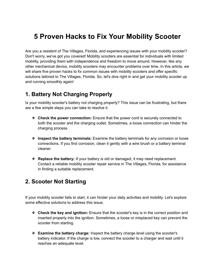 5 proven hacks to fix your mobility scooter