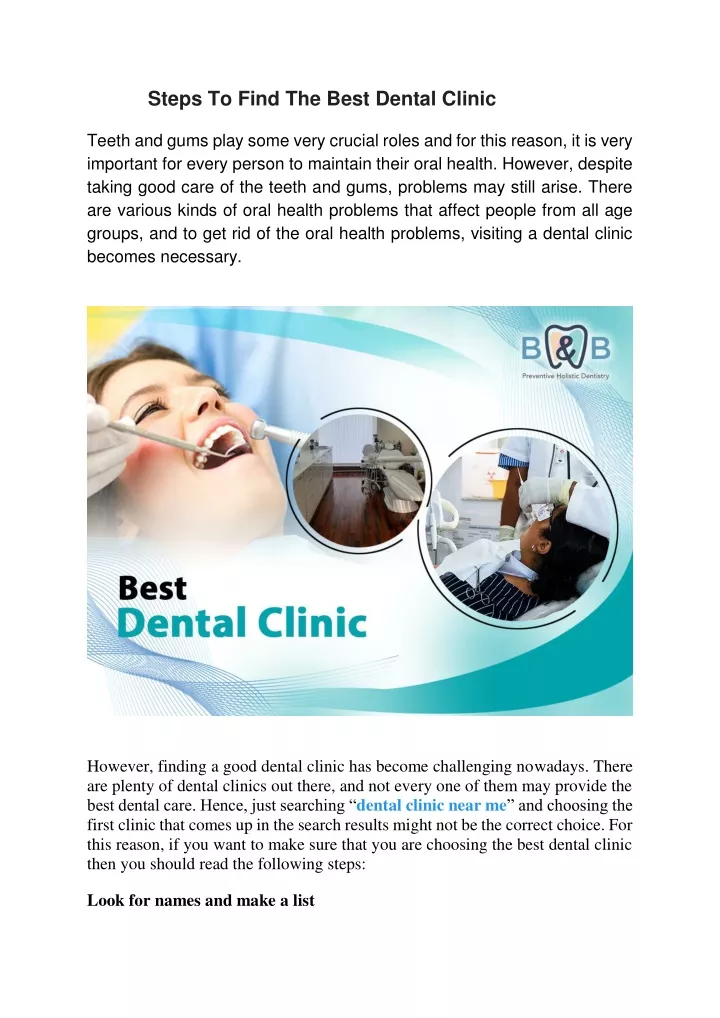 steps to find the best dental clinic