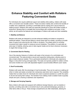 enhance stability and comfort with rollators