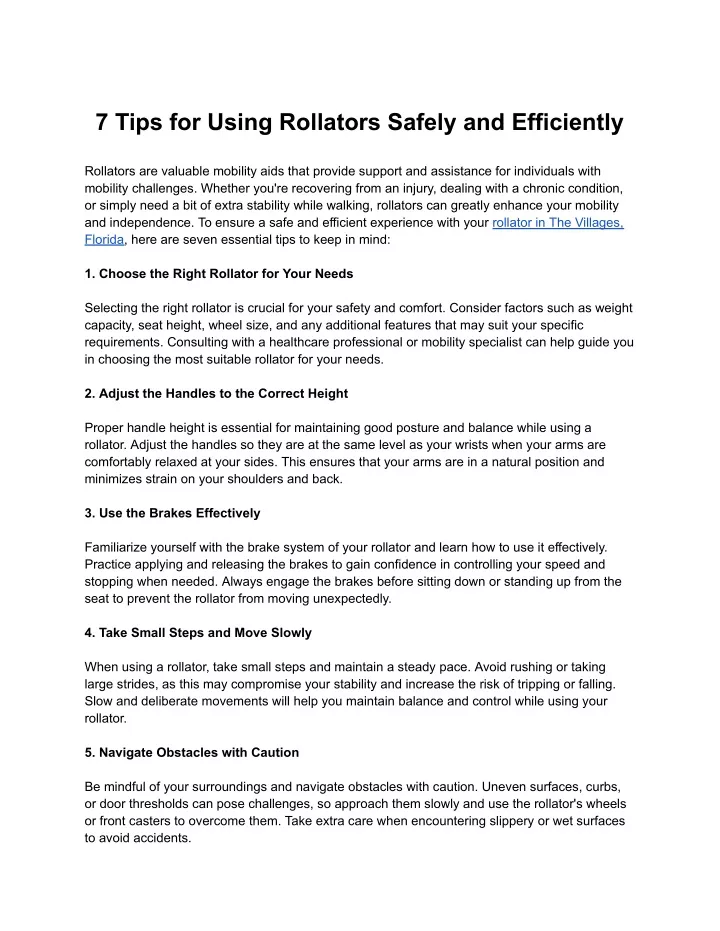 7 tips for using rollators safely and efficiently