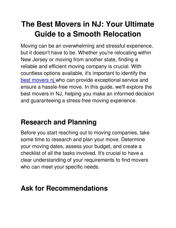 the best movers in nj your ultimate guide to a smooth relocation