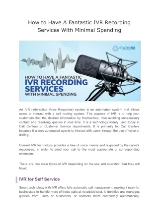 How to Have A Fantastic IVR Recording Services With Minimal Spending