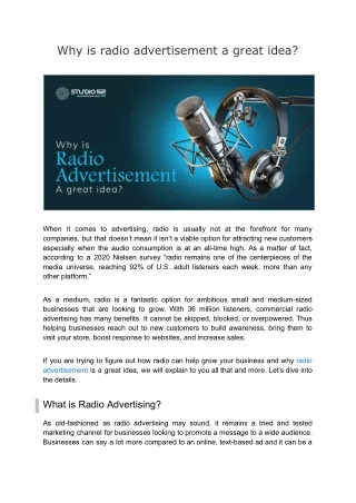 Why is radio advertisement a great idea_