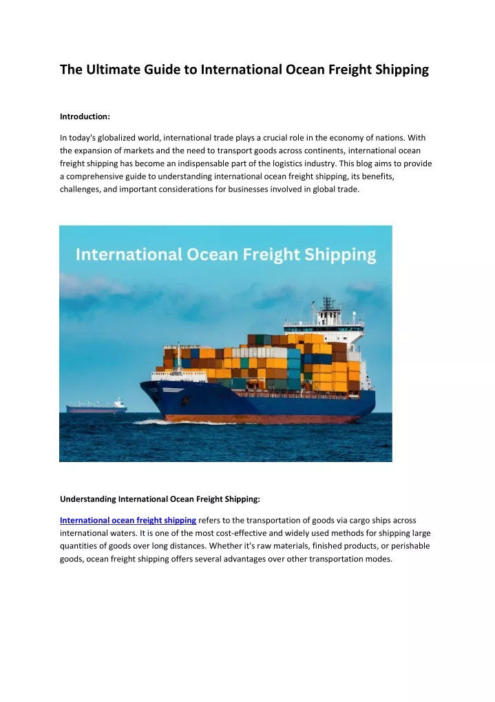 the ultimate guide to international ocean freight