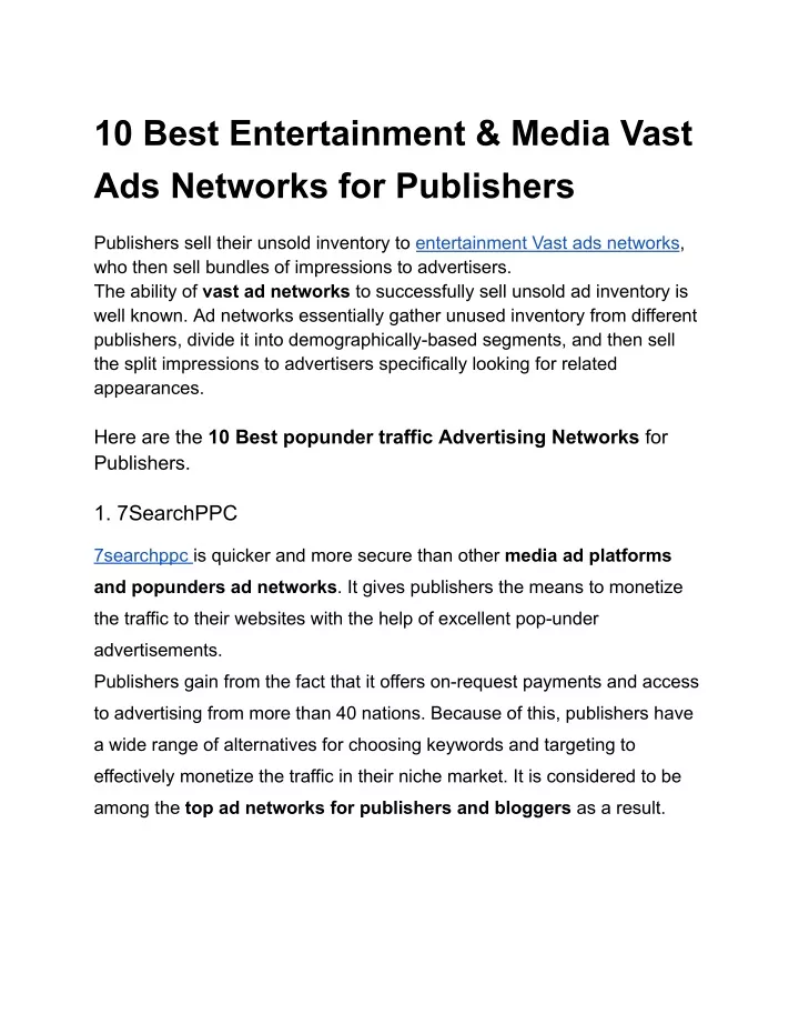 10 best entertainment media vast ads networks