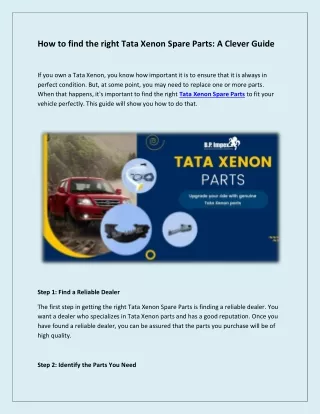 How to find the right Tata Xenon Spare Parts