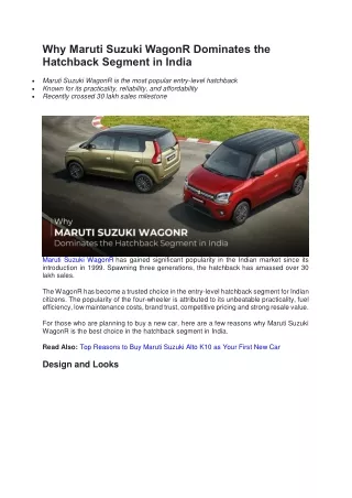 why maruti suzuki wagonr dominates the hatchback