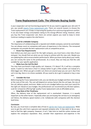 Trane Replacement Coils- The Ultimate Buying Guide
