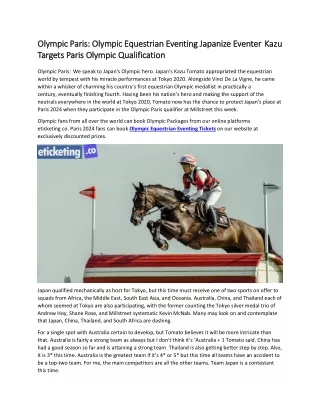 Olympic Paris Olympic Equestrian Eventing Japanize Eventer Kazu Targets Paris Olympic Qualification