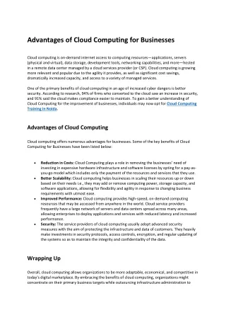 advantages of cloud computing for businesses