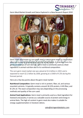 germ meal market growth and status explored