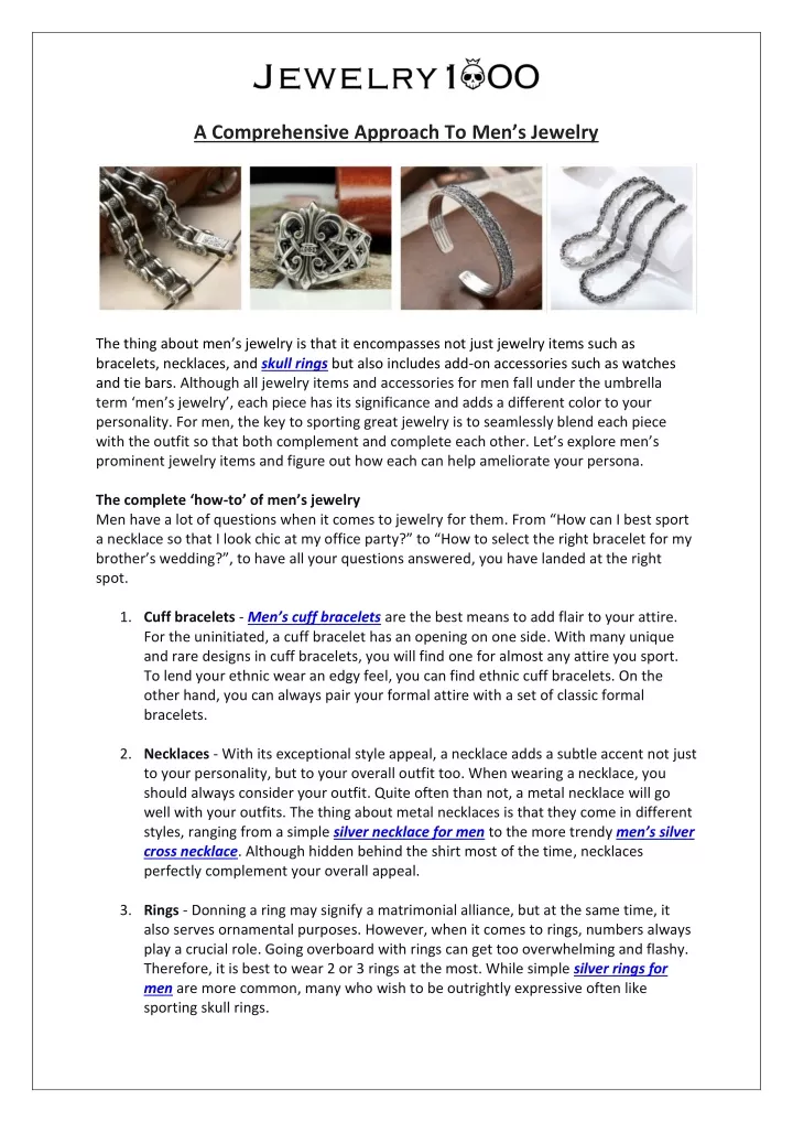 a comprehensive approach to men s jewelry