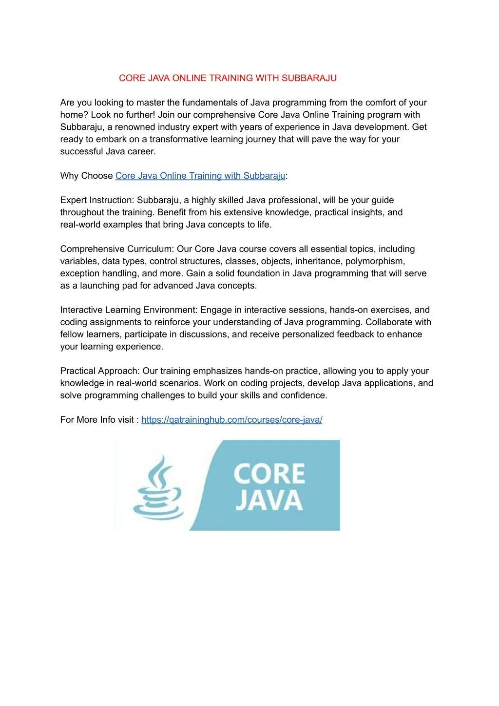 PPT - CORE JAVA ONLINE TRAINING WITH SUBBARAJU PowerPoint Presentation ...