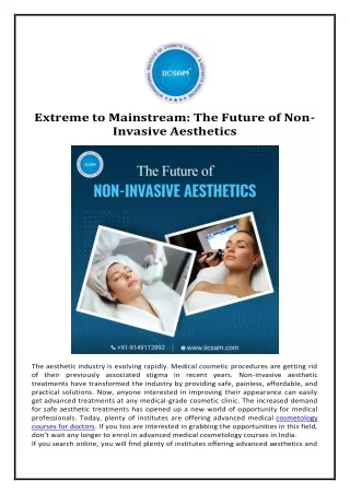 Extreme to Mainstream: The Future of Non-Invasive Aesthetics