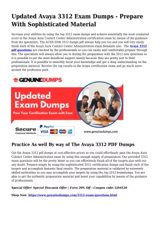 3312 PDF Dumps - Avaya Certification Produced Effortless