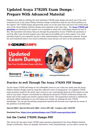 37820X PDF Dumps To Speed up Your Avaya Journey