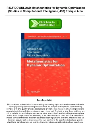 Best[PDF] Metaheuristics for Dynamic Optimization (Studies in Computational Inte