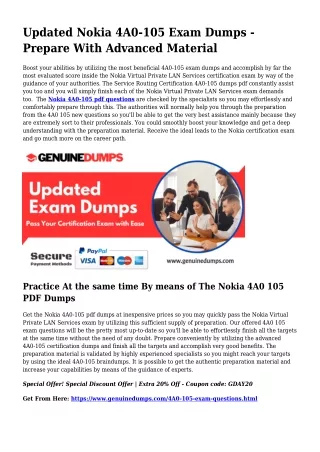 4A0-105 PDF Dumps - Nokia Certification Created Straightforward