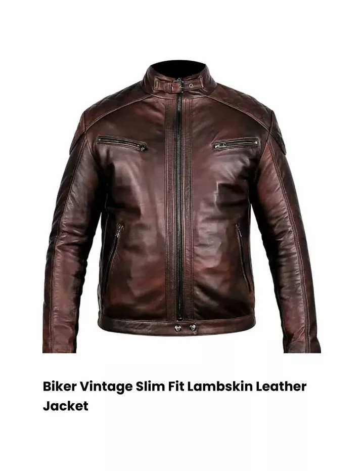 biker vintage slim fit lambskin leather jacket