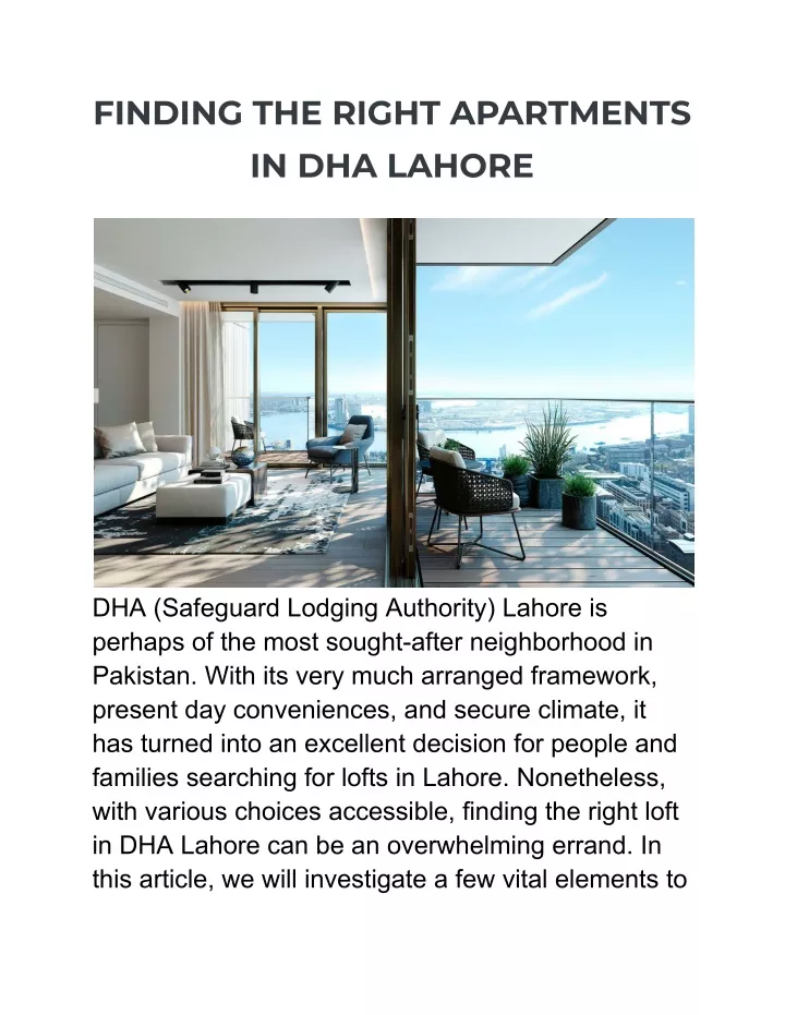 finding the right apartments in dha lahore