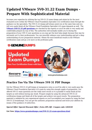 Necessary 5V0-31.22 PDF Dumps for Major Scores