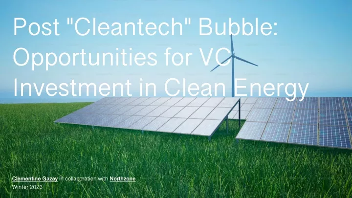 post cleantech bubble opportunities