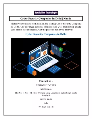 Cyber Security Companies In Delhi  Nint.in
