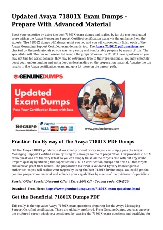 71801X PDF Dumps The Greatest Source For Preparation