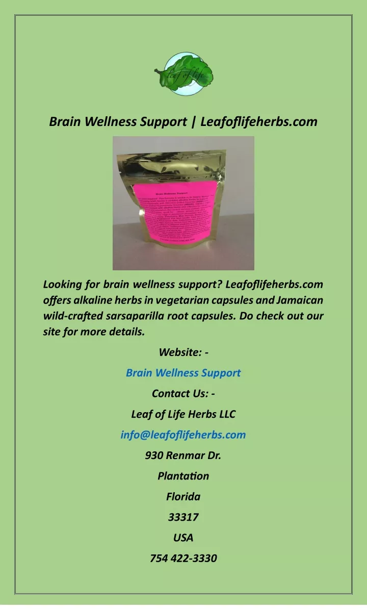 brain wellness support leafoflifeherbs com