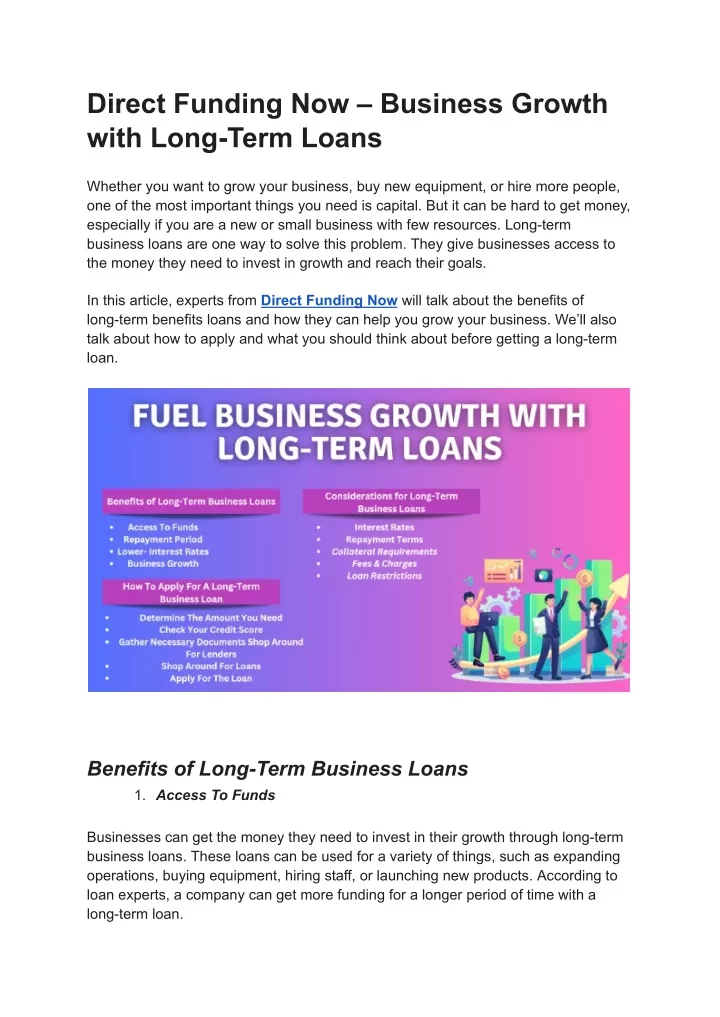 direct funding now business growth with long term