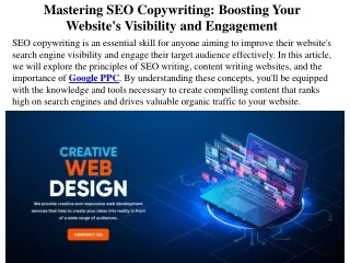 Mastering SEO Copywriting Boosting Your Website's Visibility and Engagement