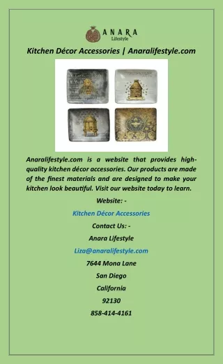 Kitchen Décor Accessories  Anaralifestyle