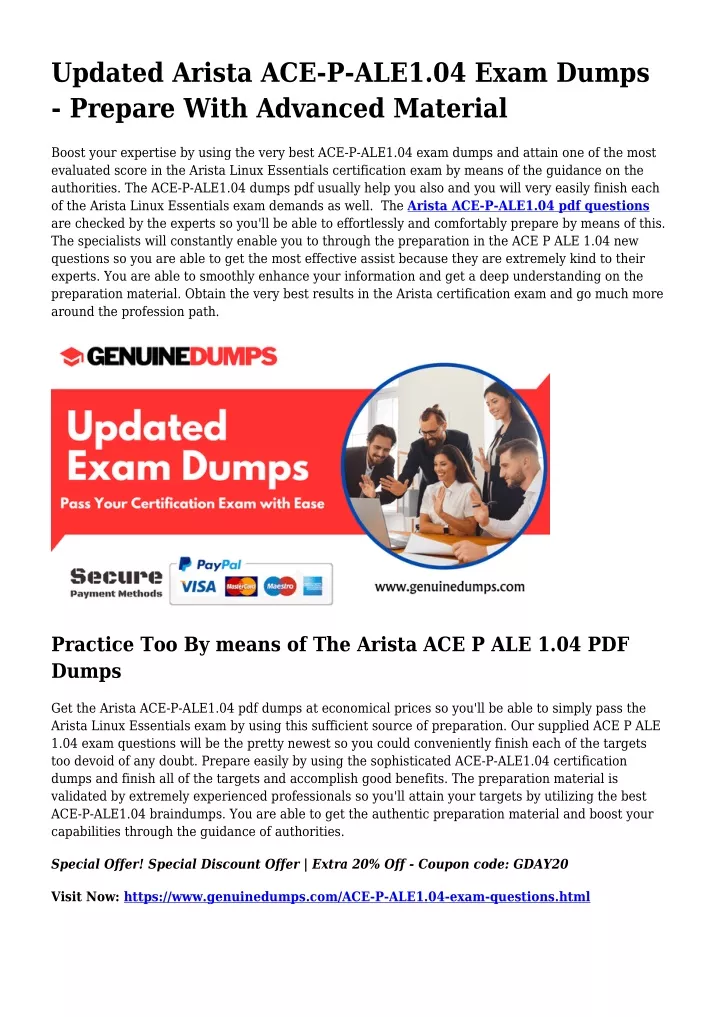 updated arista ace p ale1 04 exam dumps prepare
