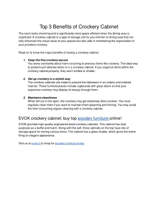 Top 3 Benefits of Crockery Cabinet .docx