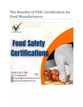 the benefits of fssc certification for food