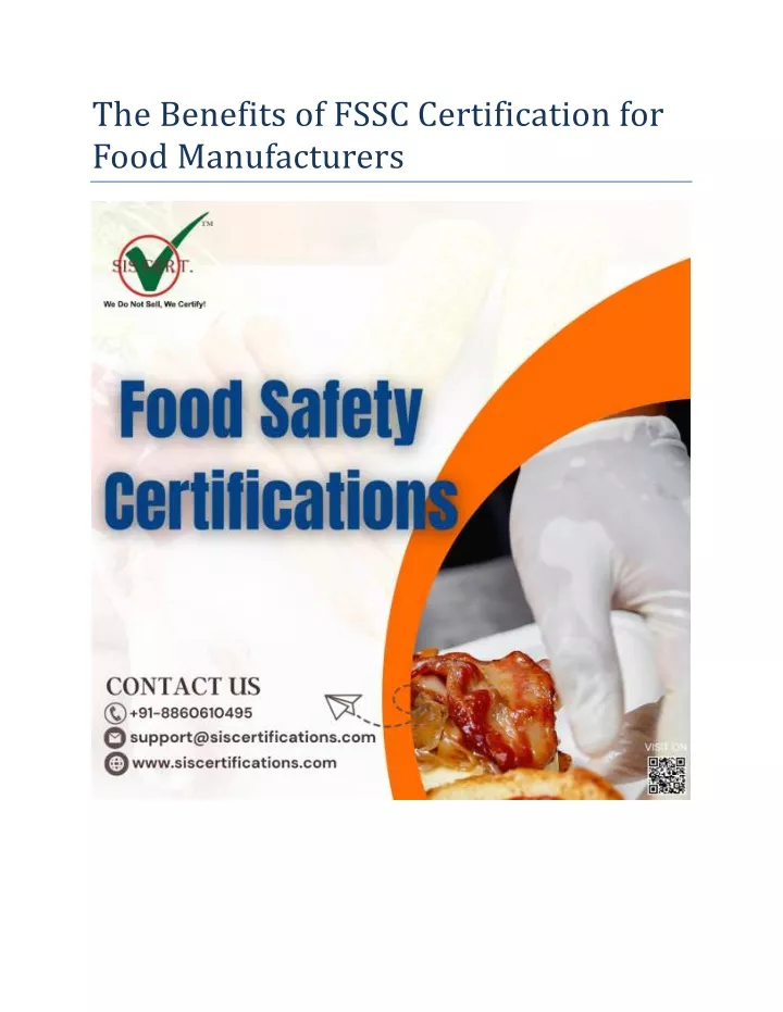 the benefits of fssc certification for food