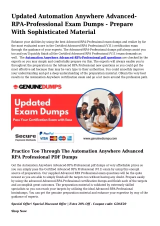 Advanced-RPA-Professional PDF Dumps For Ideal Exam Success