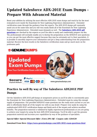 ADX-201E PDF Dumps For Very best Exam Success
