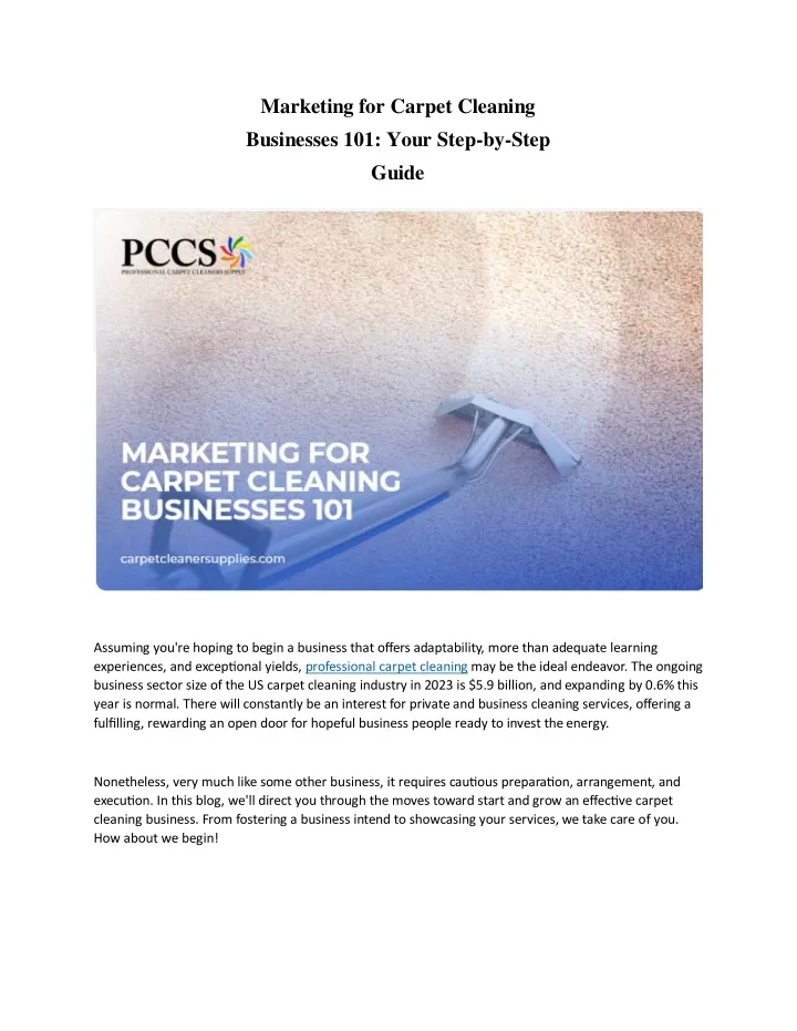 marketing for carpet cleaning businesses 101 your