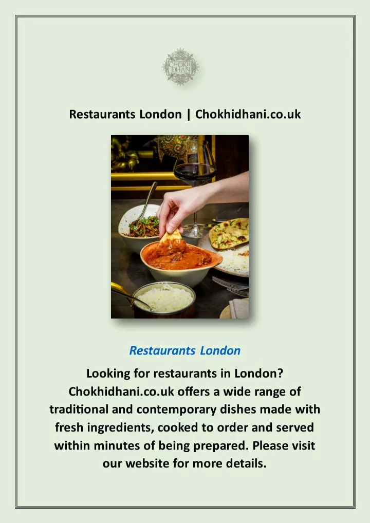 restaurants london chokhidhani co uk