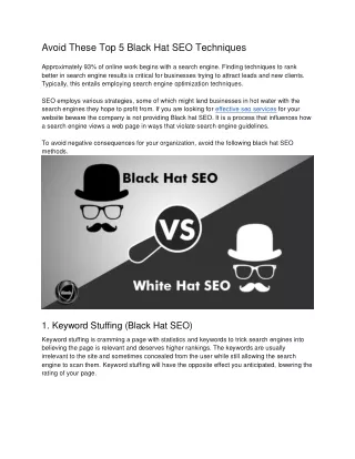 Avoid These Top 5 Black Hat SEO Techniques